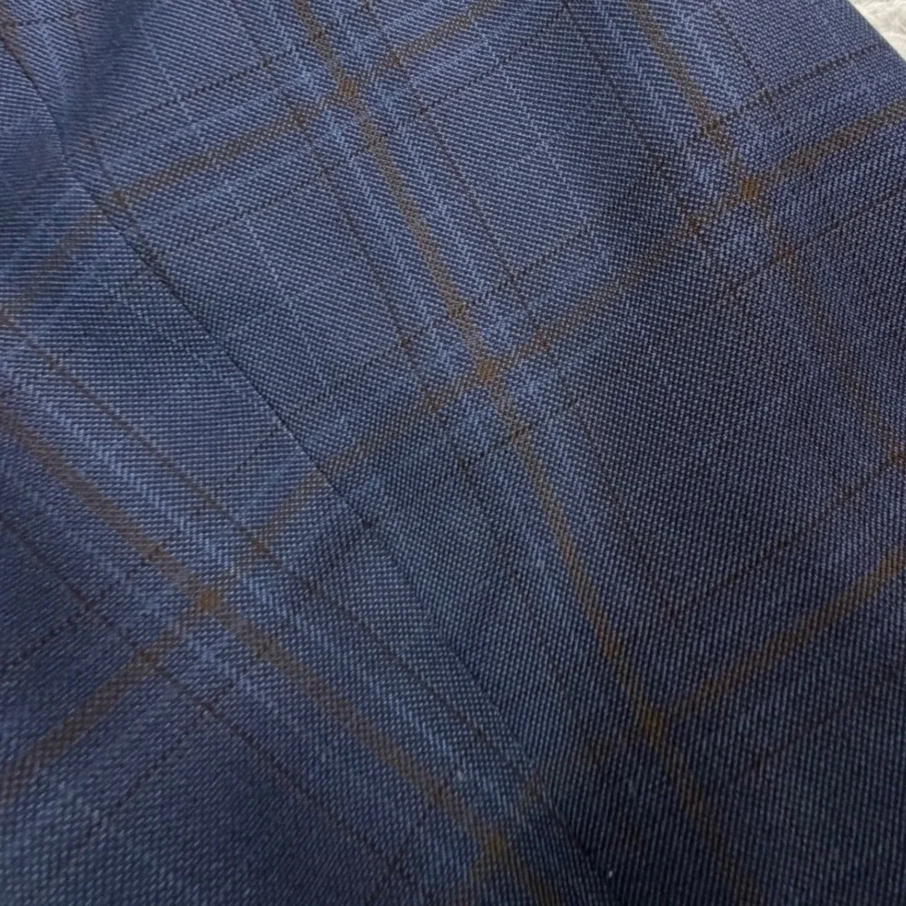 Jos. A. Bank Blazer Men 48L Blue Plaid Signature Collection Silk Wool Sport Coat